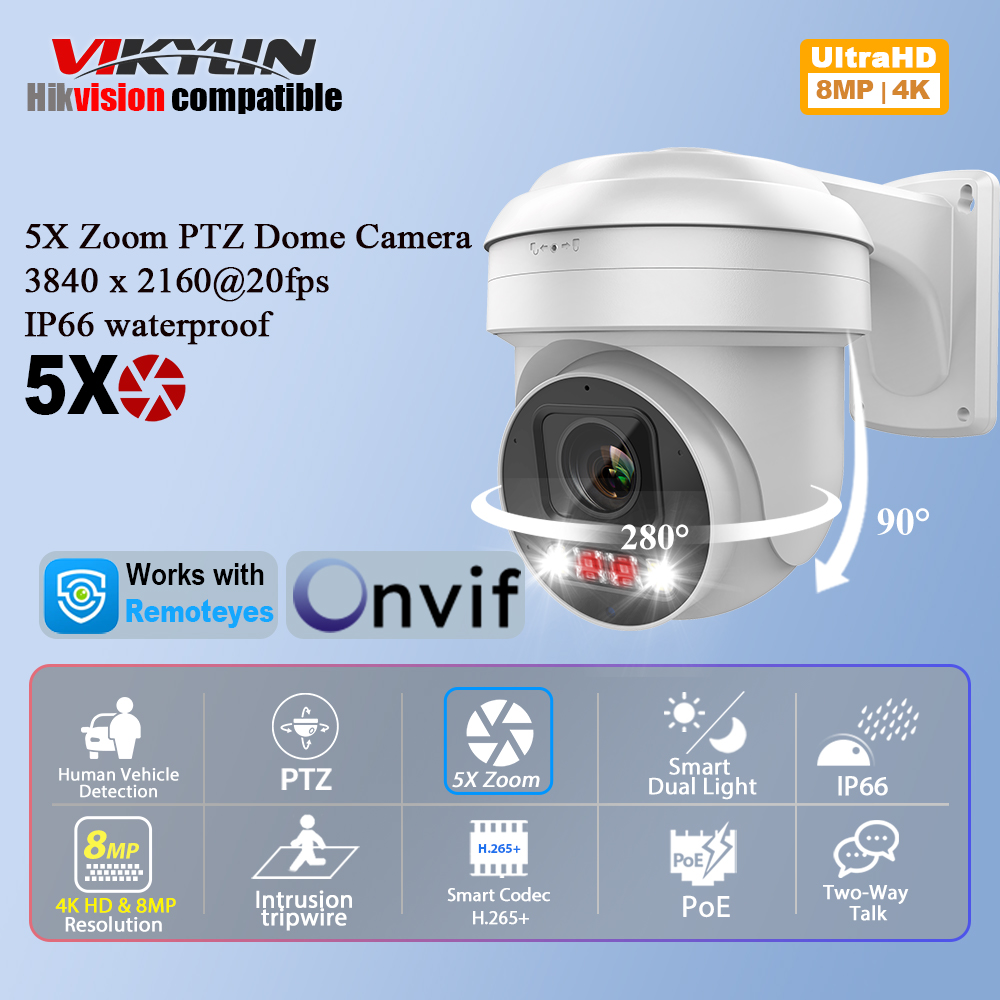 Smart Home Microsoft - Vikylin 8MP IP 보안 카메라 PTZ