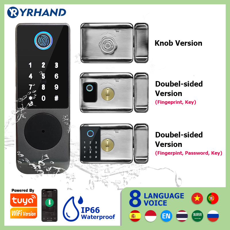 Smart Home Door Lock - Tuya-스마트 잠금 방수 와이파이 이중 지문