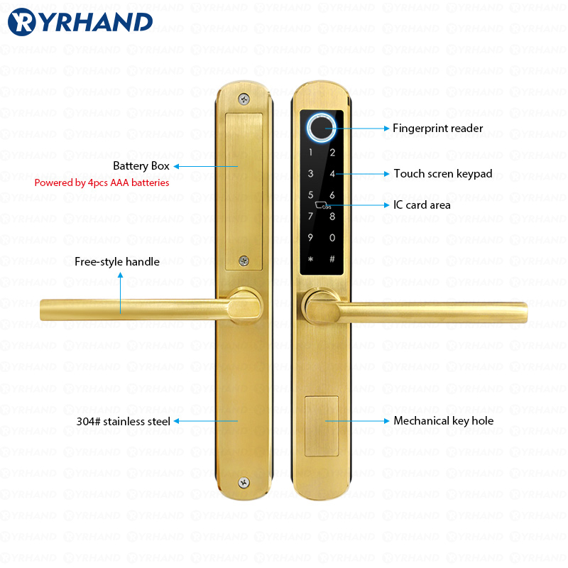 IP66 골드 스테인레스 스틸 슬라이딩 유리 스마트 잠 - Smart Home Door Lock 리뷰 및 가격