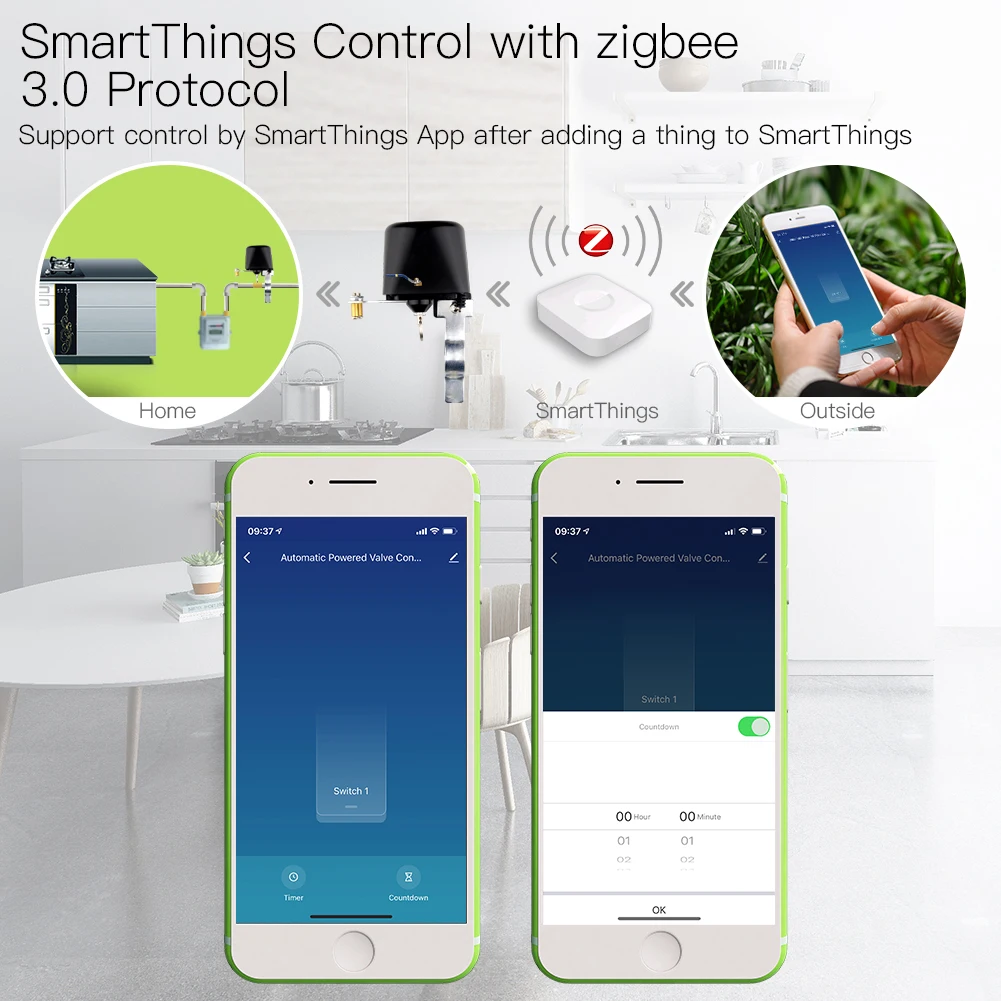 MOES 지그비 3.0 스마트 가스 수도 밸브 컨트롤러 - Smart Home Plus 리뷰 및 가격