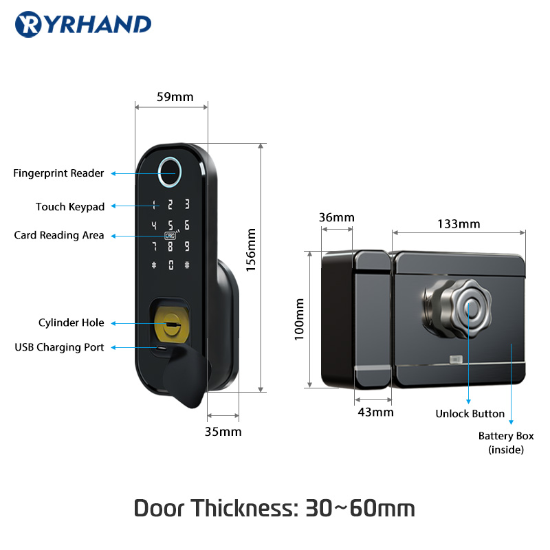 Tuya-지문 도어락, 방수, 야외 게이트, 블루투스, - Smart Home Door Lock 리뷰 및 가격